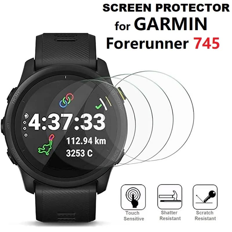 5PCS Smart Watch Screen Protector for Garmin Forerunner 745 Tempered Glass HD Clear Anti-Scratch Protective Film
