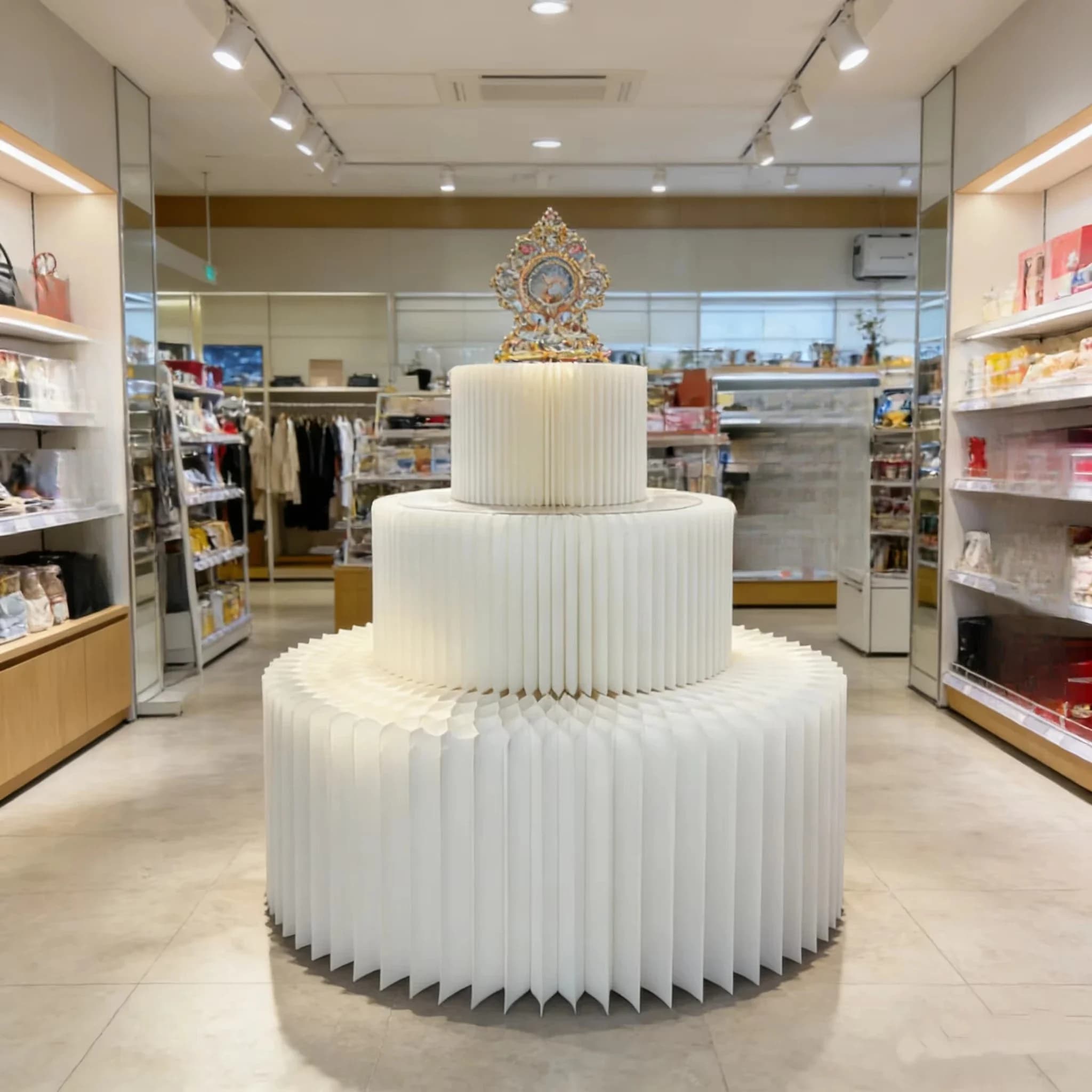 Wedding decoration paper origami giant cake stand dessert roman column display stand birthday party dessert stand