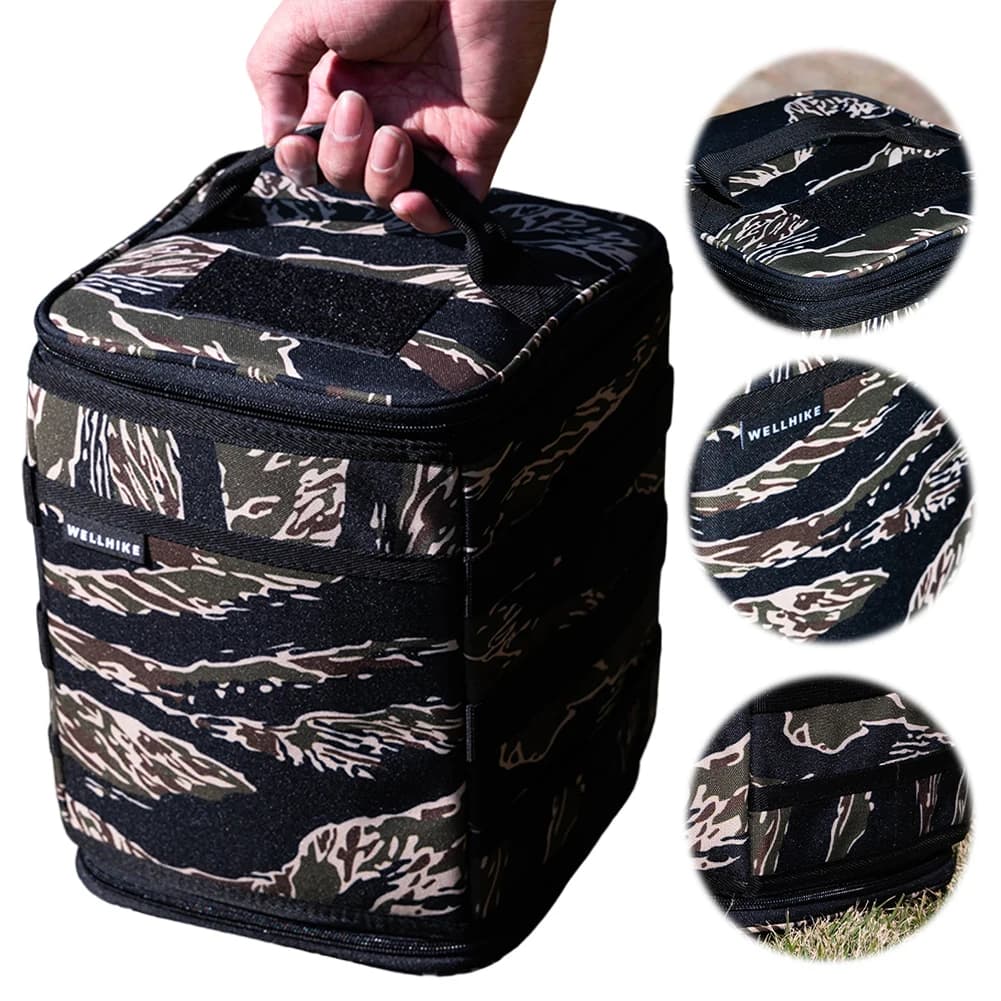9.8 liters camping bag, multifunctional tank bag, stoves, cylinders and pots, outdoor kitchen equipment organizer for excursions and picnic