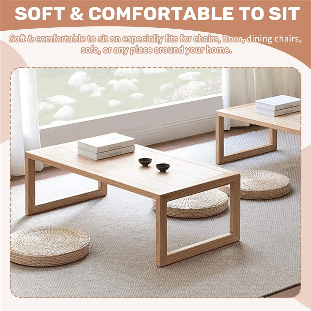 GZMO Tappetini da yoga 45 cm Pouf rotondo Tatami Cuscino da pavimento Cuscino del sedile Paglia Meditazione Ispessimento Attrezzatura da yoga morbida