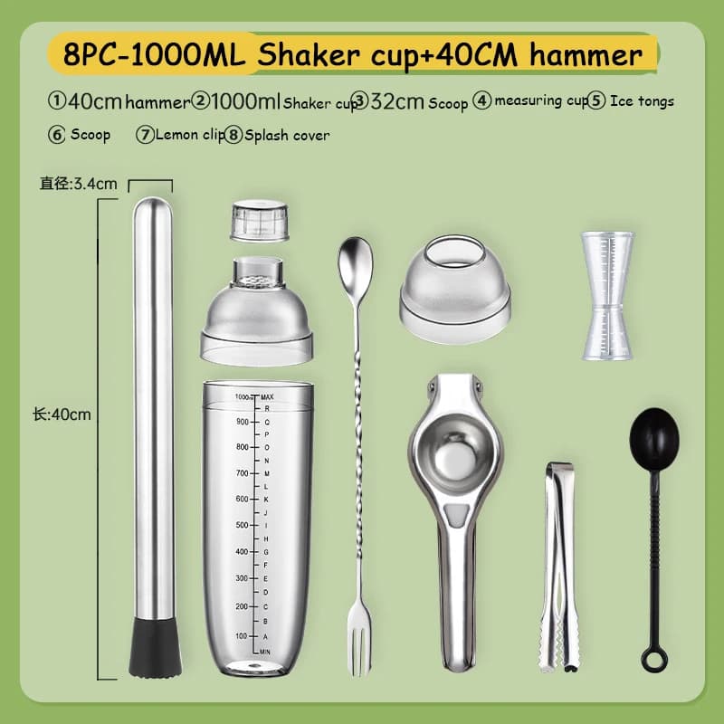 Kit da barista Set di shaker per cocktail Boston per bevande miste Martini Home Bar Tools Acciaio inossidabile Il regalo perfetto