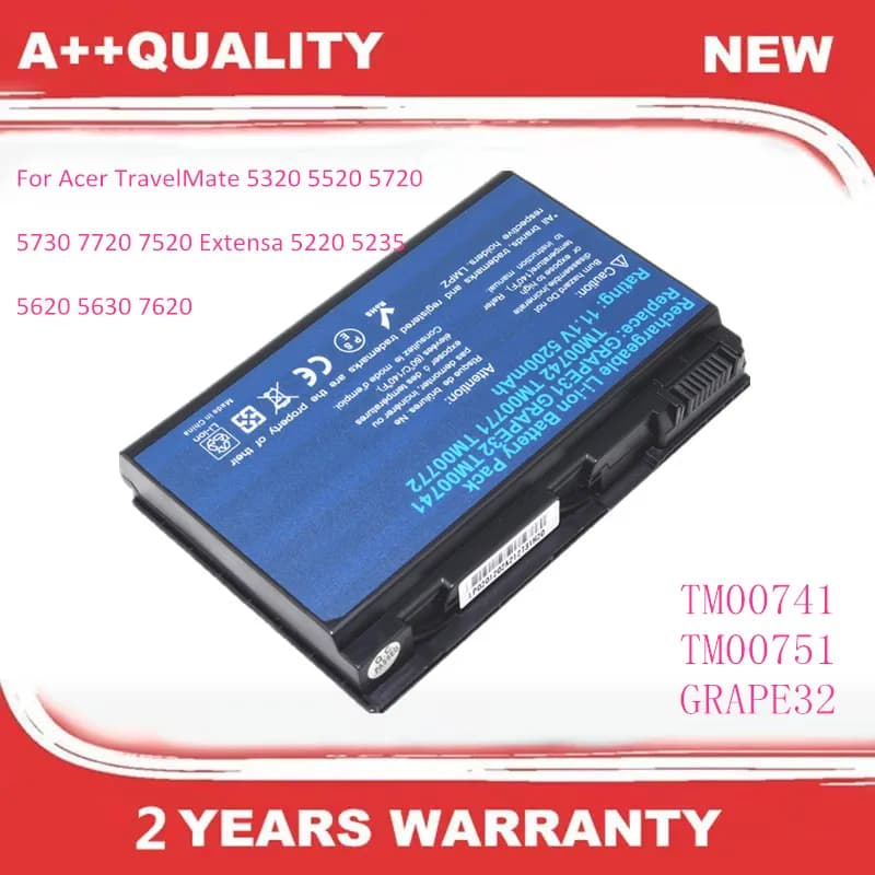 TM00741 TM00751 GRAPE32 batteria del computer portatile per Acer TravelMate 5320 5520 5720 5730 7720 7520 Per Extensa 5220 5235 5620 5630 7620