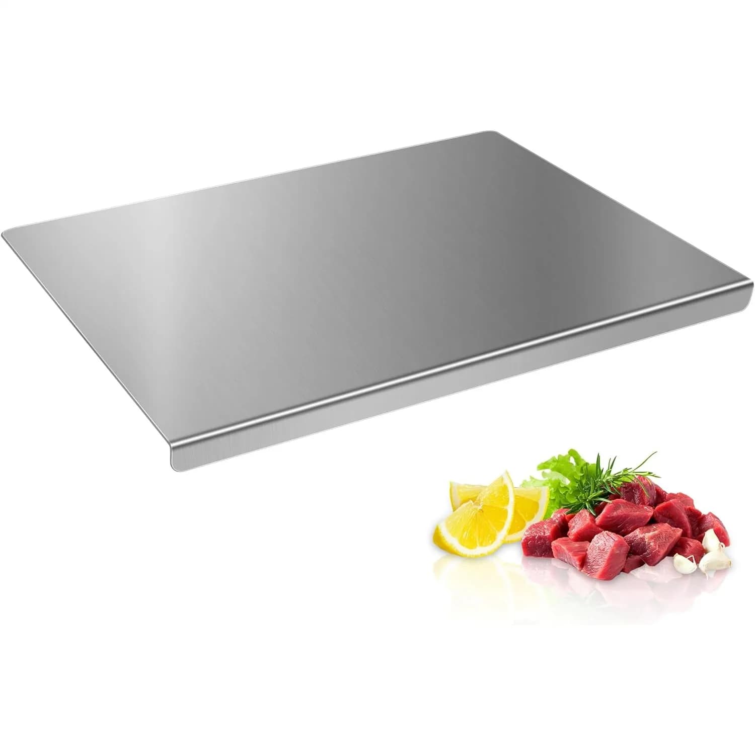 Tagliere in acciaio inossidabile con bordo rialzato, 16x12x0,8 pollici, per carne, verdure e frutta