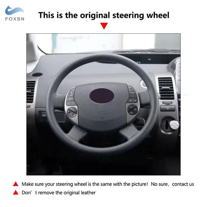Car Steering Wheel Cover For Toyota Prius 20 XW20 2004 2005 2006 2007 2008 2009 DIY Hand Stitched Microfiber Perforated Leather