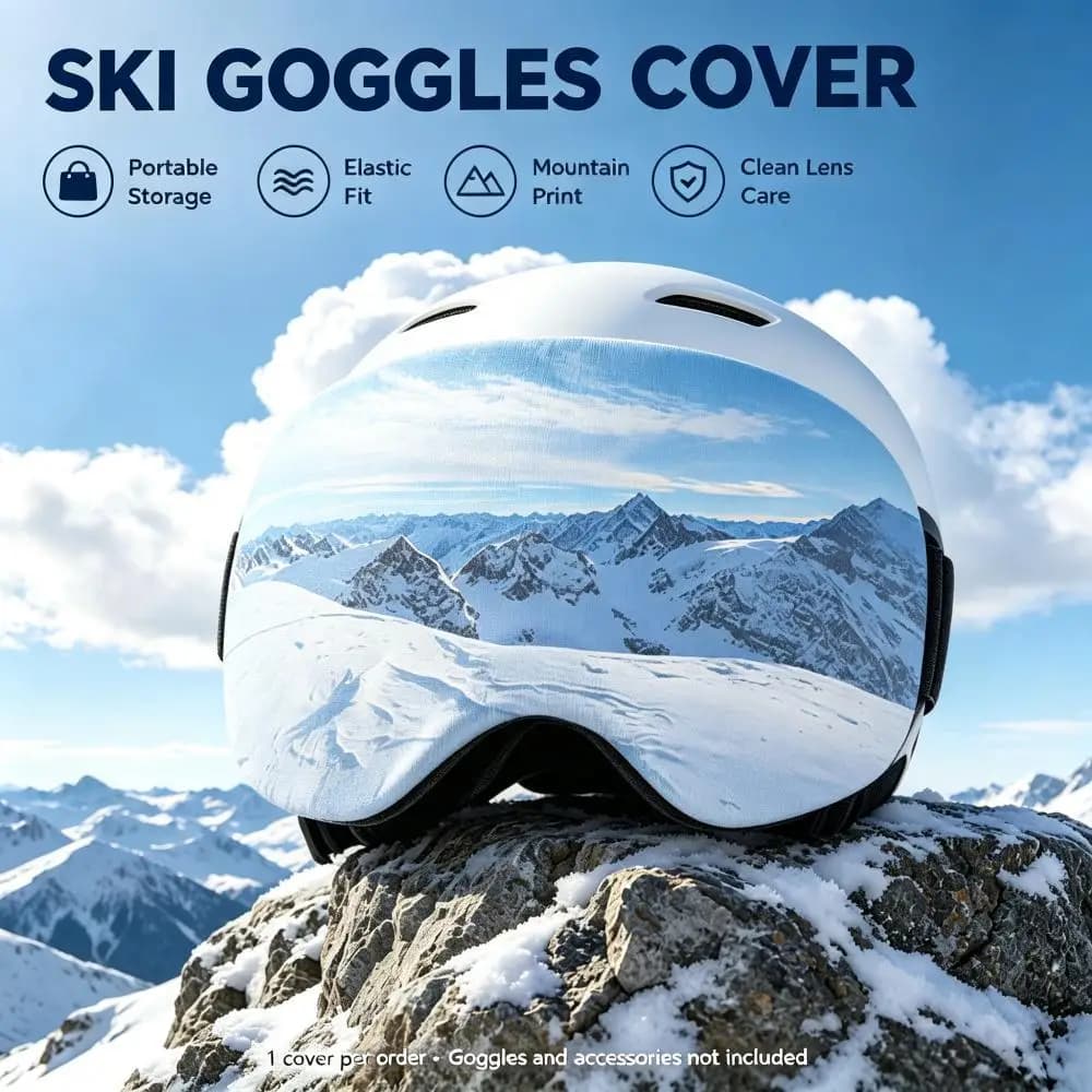 Universal Elastic Fit Ski Goggle Dust Cover Portable Compact Storage Mountain View Print Protective Sleeve for Most Ski Goggles