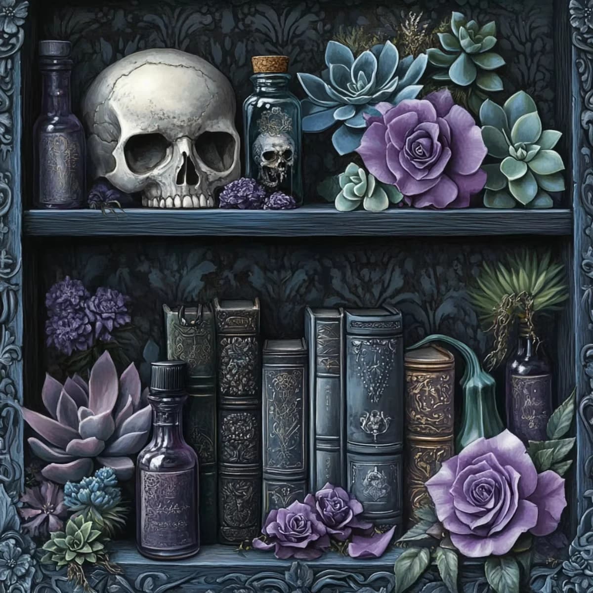 Set Pittura Diamante 5D Fai da Te a Tema Libreria Teschio, Mosaico Artistico, Ricamo, Quadri, Decorazione Murale, Artigianato, Regalo per Bambini
