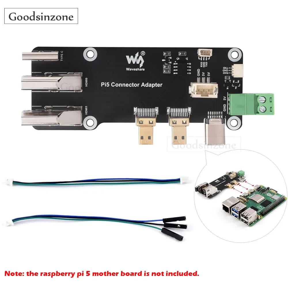 Multifunctional adapter from Micro HDMI to HDMI for Raspberry Pi 5, Raspberry Pi5, 4B with Dual Type-C 4K port and HDMI expansion card