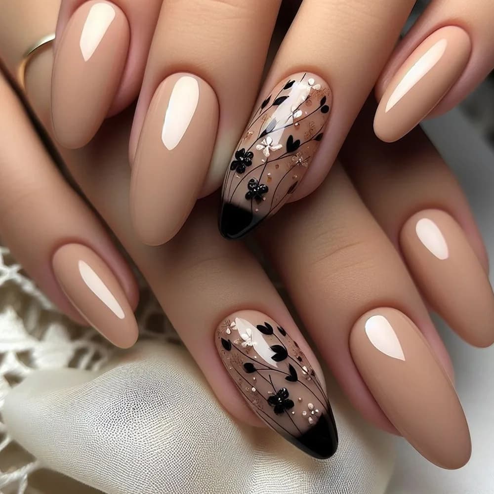 Nuove Punte per Unghie Semplici Stile Country Tulipano 2026, Adesivi per Unghie Finte Sbiancanti, Nail Art Classica Indossabile con Bordi Neri
