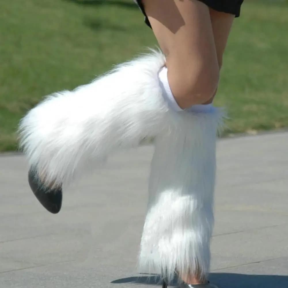Women Faux Fur Leg Warmers Fall Leggings Boots Stocking Girls Lolita Punk Boot Cover Harajuku Fur Foot Warming Cosplay Sock