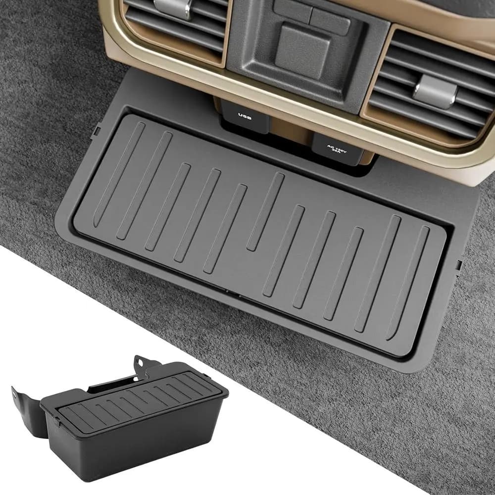 Compatibile con Ford F150 2021-2025, Cestino per Rifiuti con Apertura a Pressione, Contenitore Extra Posteriore per 2a Fila, 7.4L, Console Centrale