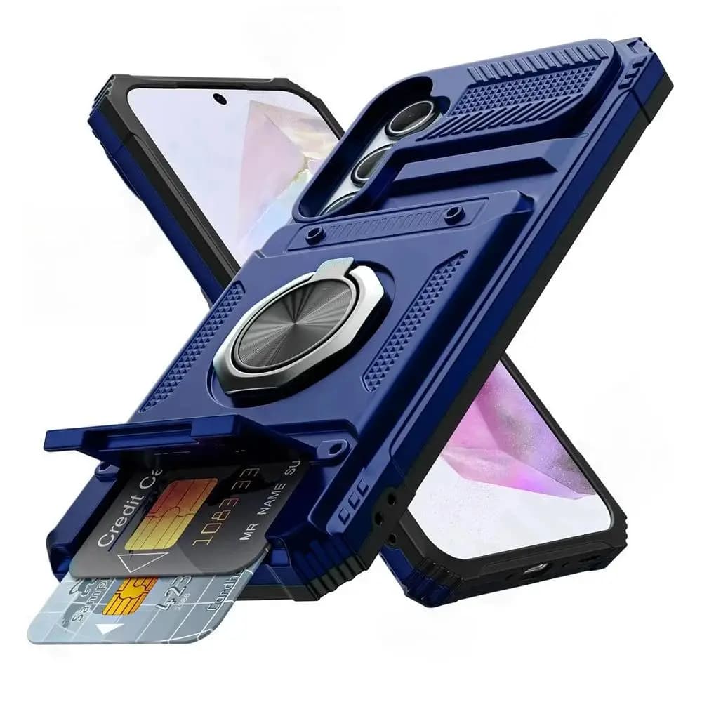 Protective Case with Rotating Magnetic Ring for Samsung Galaxy S26 S25 S24 Ultra Plus A55 A35 5G, Card Slot Cover