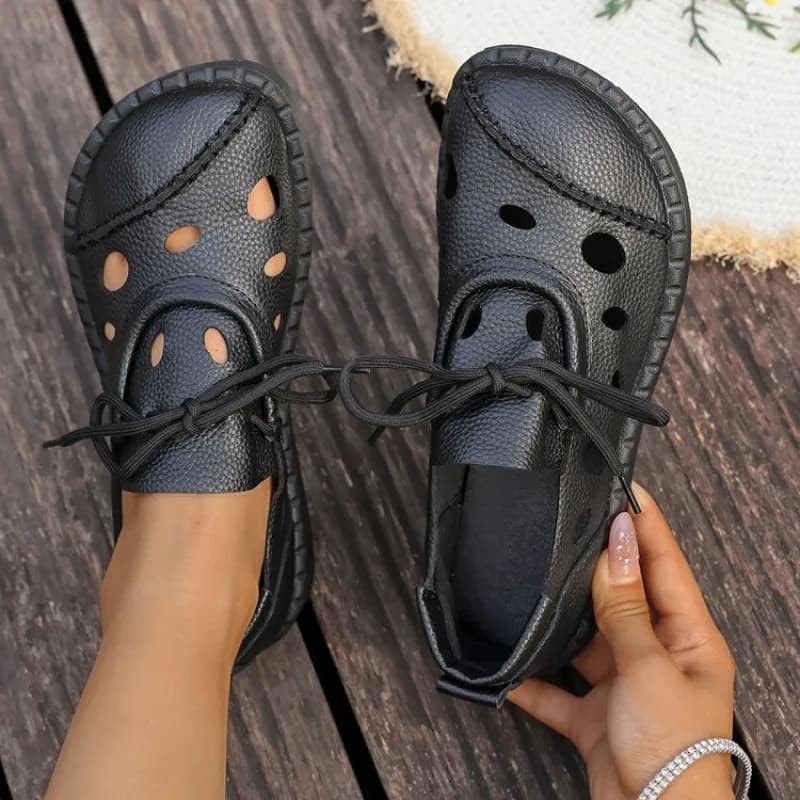 Sandali Estivi 2026 Nuovi con Lacci Intagliati da Donna, Scarpe Casual Artigianali in Pelle Antiscivolo Stile Bohemien con Suola Spessa ​