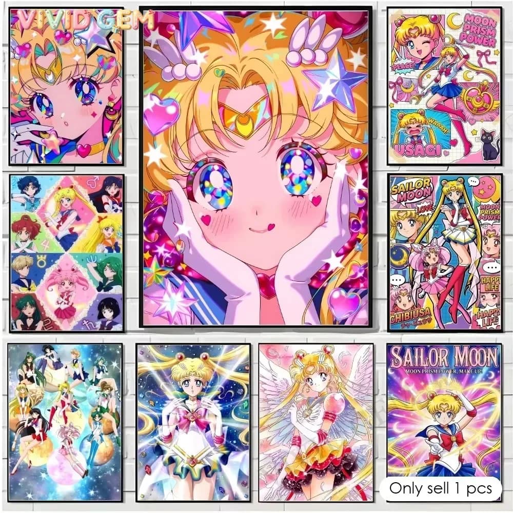 VIVID GEM Diamond Painting Anime S-Sailor Moon Diamond Mosaic Handmade Art Exquisite Creative Gift Home Decoration