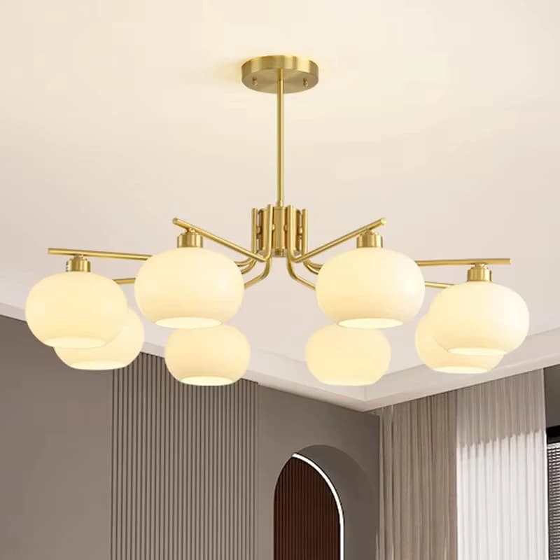 Modern Real Copper Glass Ball Ceiling Chandelier Living Room Led Hanging Lamp Bedroom Dining Room Home Decor Light Fixture Black