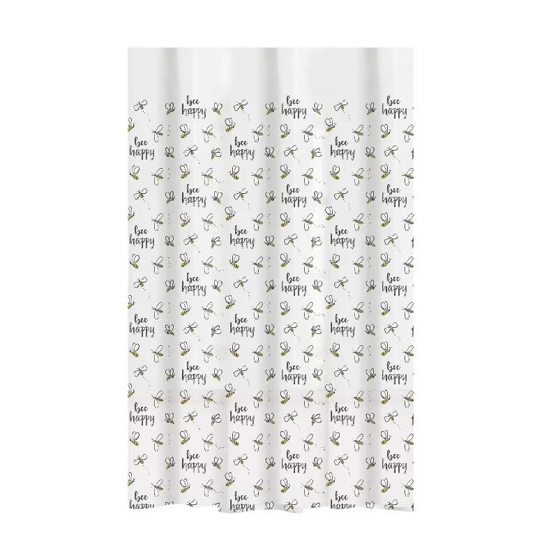 Tenda da doccia in PEVA bianca con design Bee Happy, 70" x 72"