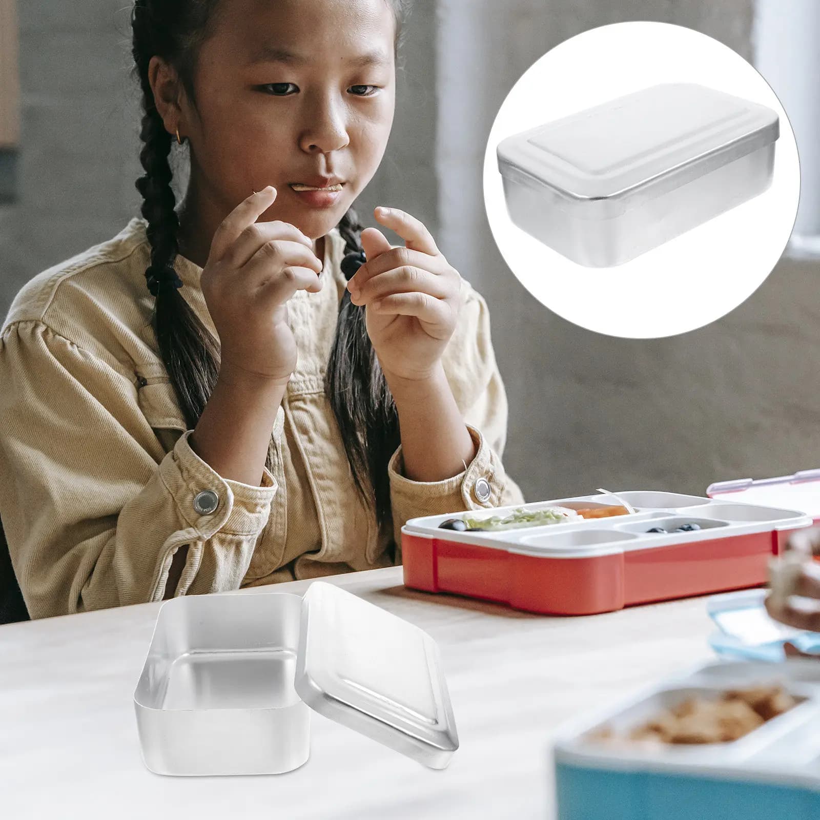 Contenitore per Alimenti in Alluminio Extra Spesso, Portatile e a Prova di Perdite, per Campeggio, Escursionismo, Picnic, Viaggi, Pranzo all'Aperto per Adulti