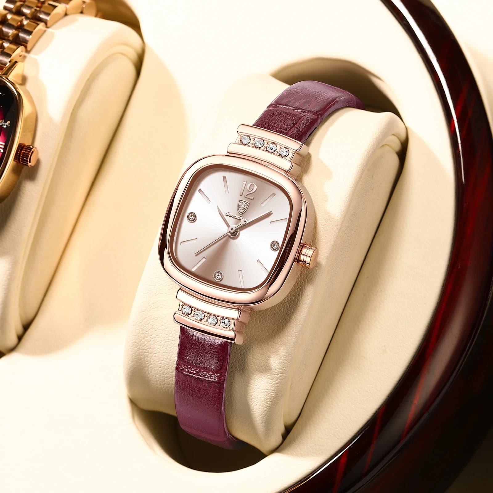POEDAGAR Orologio da polso da donna quadrato alla moda Orologio da donna al quarzo con diamanti di lusso in pelle impermeabile Orologi casual eleganti per le donne