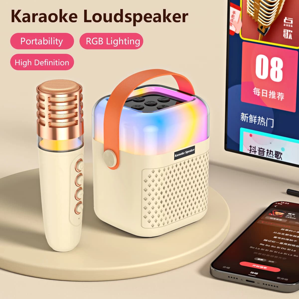 Macchina per karaoke Bluetooth Sistema di altoparlanti portatile 5.3 PA con 1-2 microfoni wireless Casa Famiglia Canto Regali per bambini