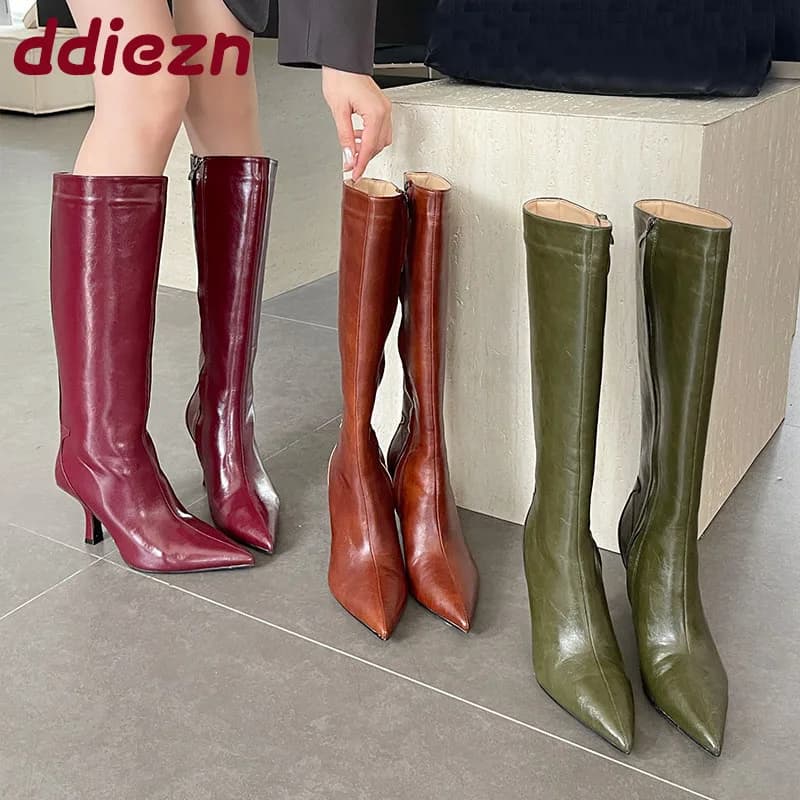 Fashion Women's Pointe Boots High Knee Boots Shoes with Heel Women's Long Boots Women's Long Boots Shoes Size 43