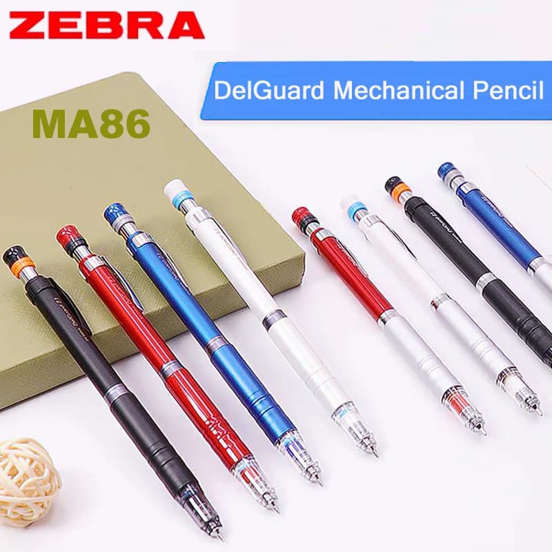 ZEBRA Mechanical Pencil DelGuard 0.5mm Anti-Break Lead Low Center Metal Body Automatic Pen Value Students Professionals Supplies