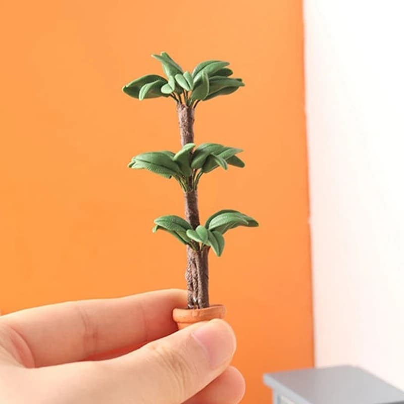 1:12 Miniature Doll House Pot Plant Lucky Tree Bonsai Vase Model Furniture Accessories for Doll House Garden Decoration Children's Toys