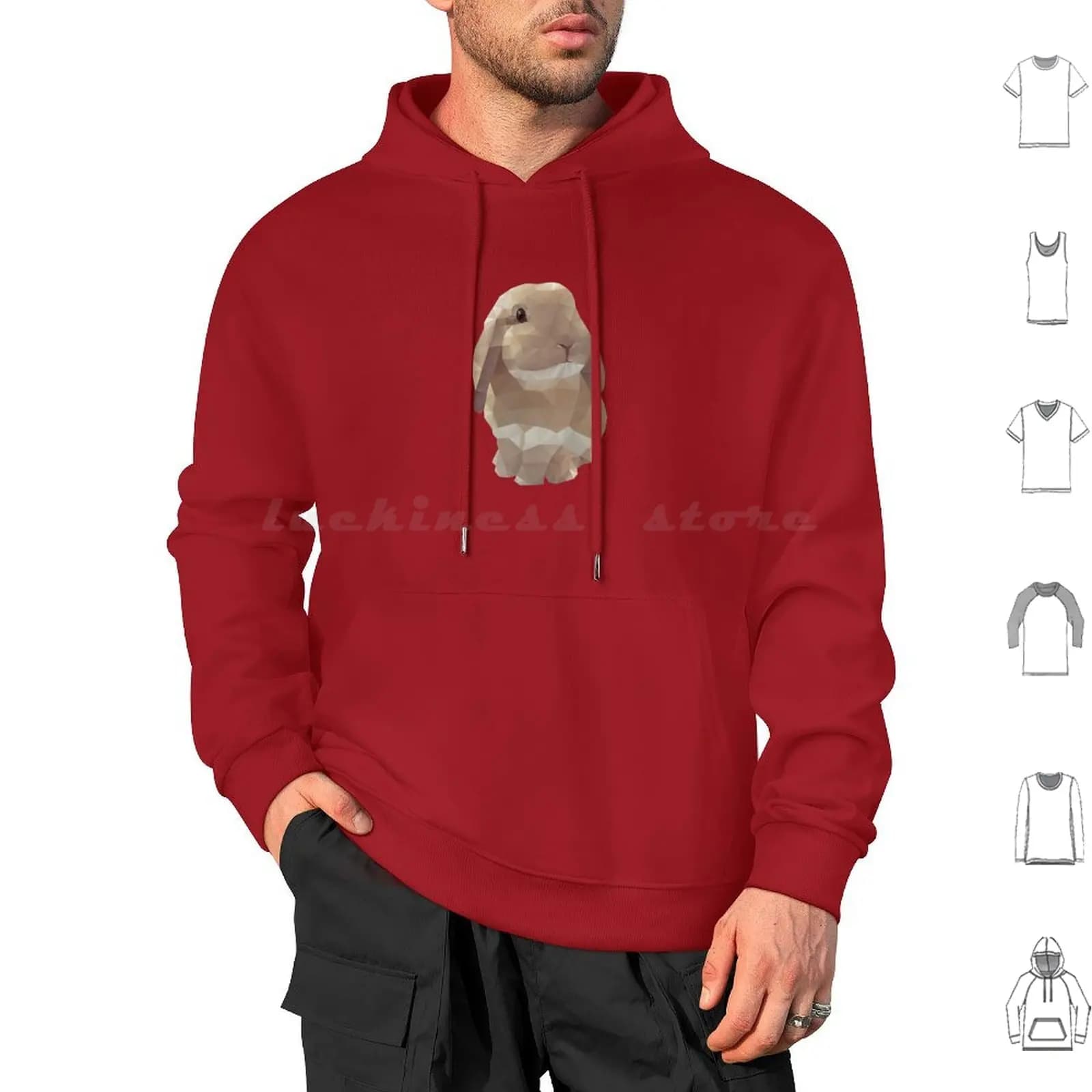 Peanut Bunny The Rabbit Polygon Art Felpa con cappuccio in cotone a maniche lunghe Coniglio Bunny Hare Lop Animale domestico Simpatico Minilop Soffice coda Zampa