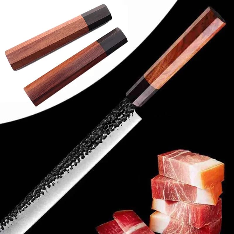 1 Pezzo Manico Ottagonale in Legno di Sandalo Rosso per Coltello da Cucina, Impugnatura Sostituibile per Riparazione Coltelli