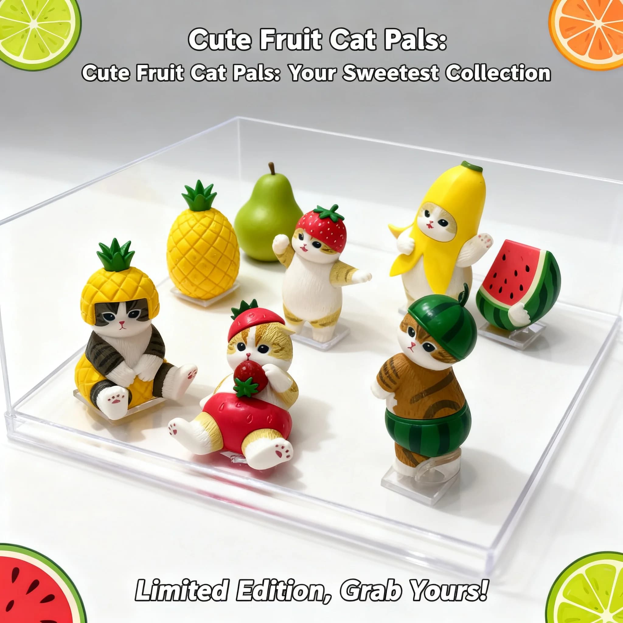 Mofusand Shark Cat Bee Fruit Series Kawaii Mini Action Figure Toys Blind Box Desktop Decoration Surprise Gifts