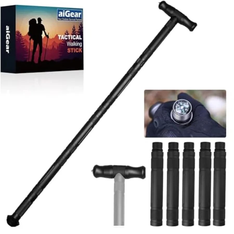 Bastoncini da Trekking Premium Lavorati CNC con Strumenti Solidi e Durevoli, Fischietto e Bussola