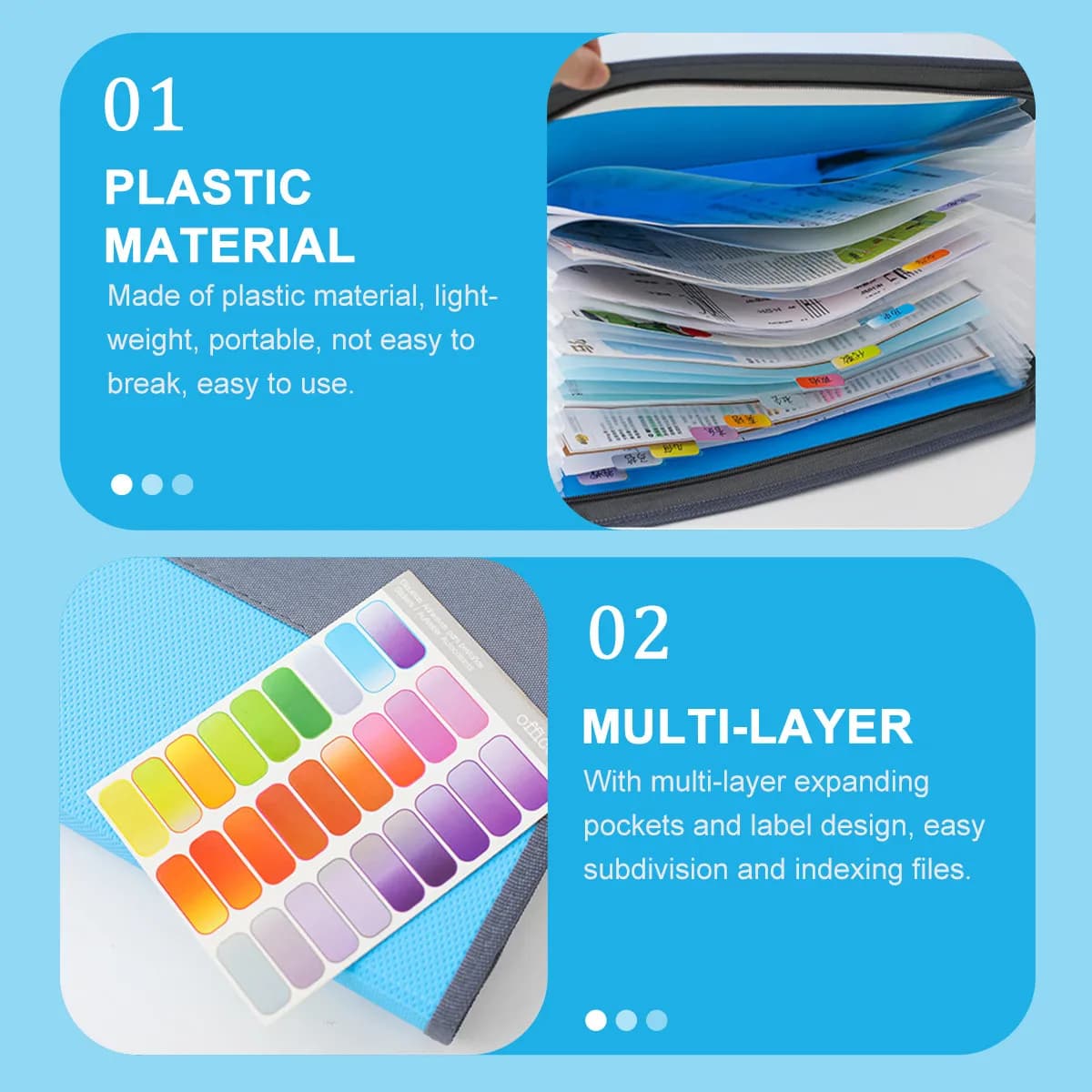 Cartella Portadocumenti Espandibile in Plastica A4 a 13 Scomparti, Organizzatore Portatile per Ricevute e Documenti da Ufficio