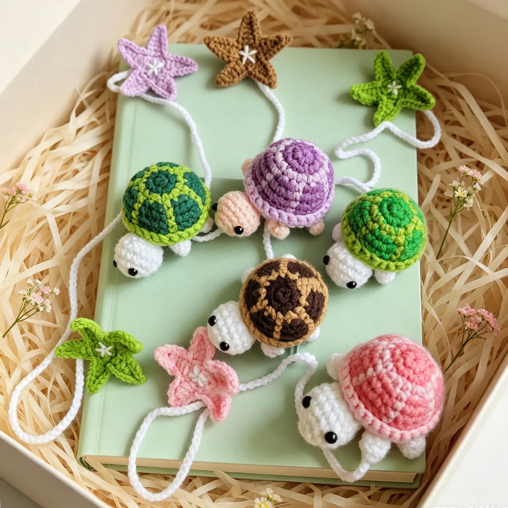 1PC Handmade Woolen Bookmarks Turtles And Starfish Decor Study Bookmarks Curtain Buckles Cute Children'S Home Decor Rope Rack
