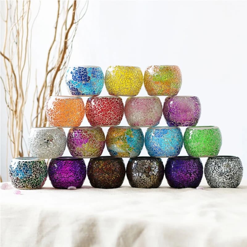 Candeliere in vetro a mosaico Portacandele creativo Tea Light Candelabri Festa di nozze Tavolo per la casa Decorazioni romantiche