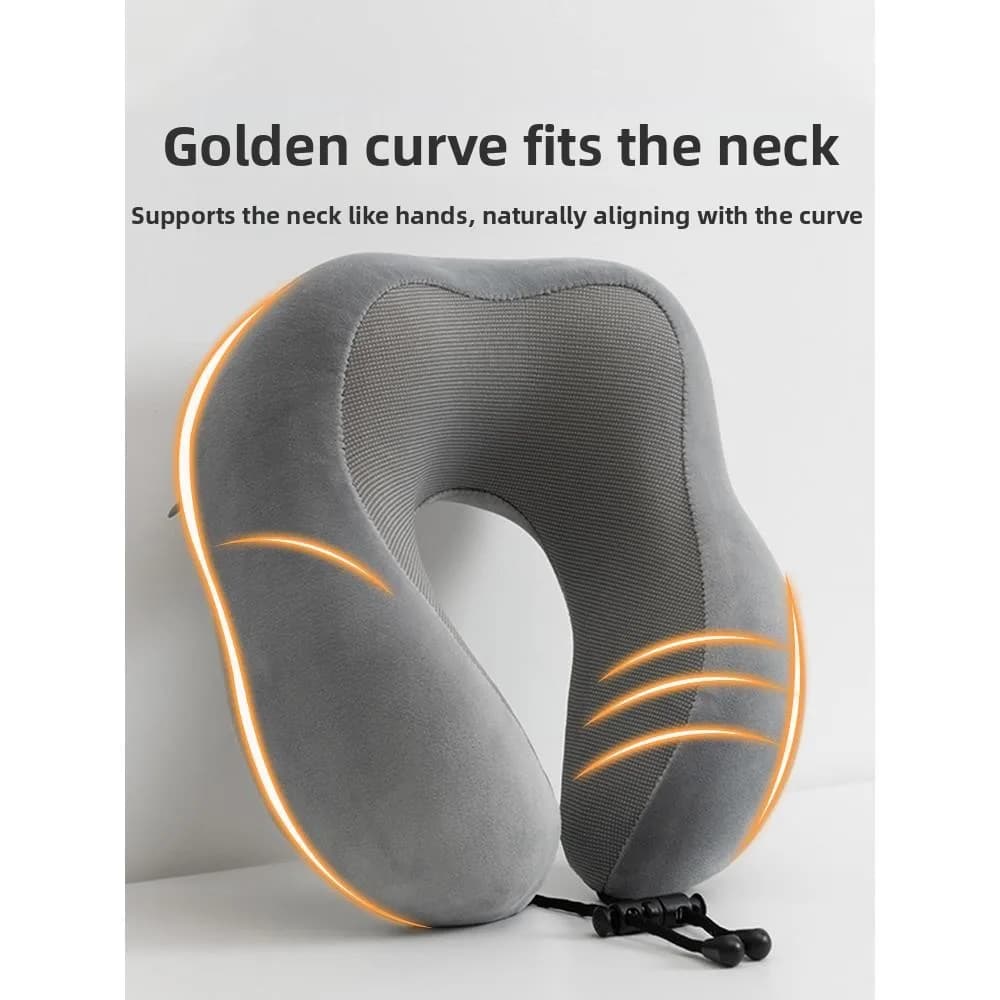 Cuscino da Viaggio a U in Memory Foam, Portatile per Aereo, Ufficio e Studenti, Design Traspirante con Altezza Regolabile