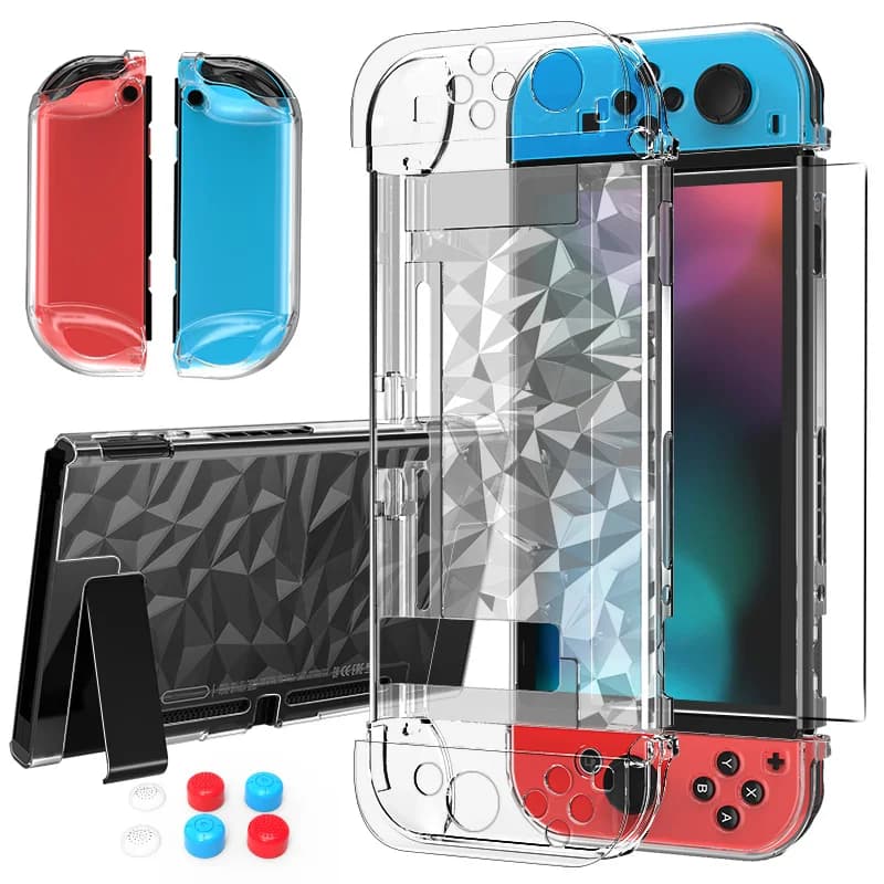 Custodia Switch per Nintendo, custodia protettiva trasparente per Nintendo Switch e controller JoyCon