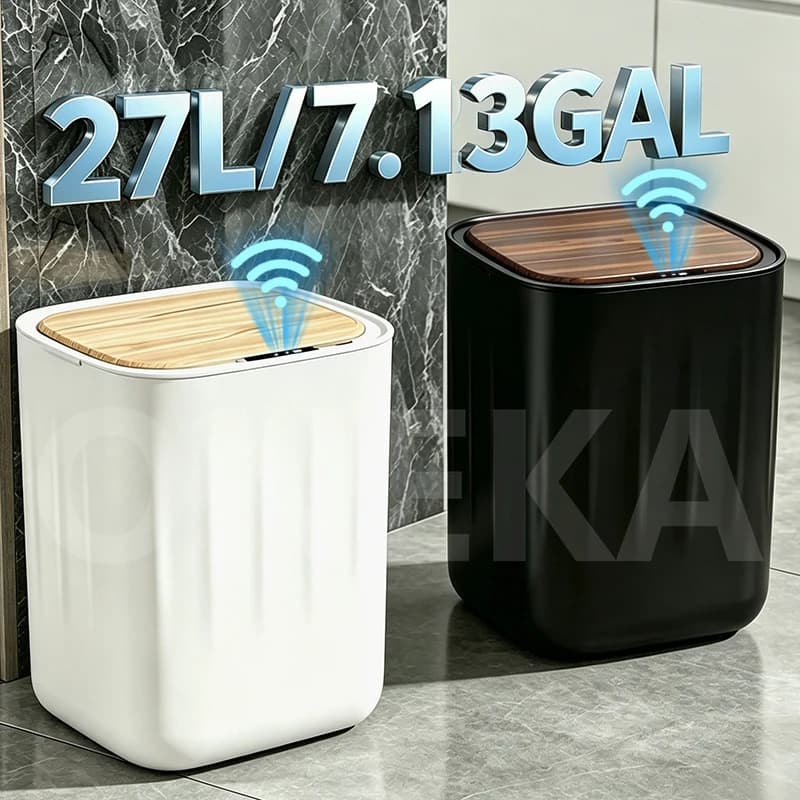 27L Household Smart Sensor Trash Can, Large‑Size， Compost Bin, Electric Auto‑Open Wastebasket, Made of Sturdy AB