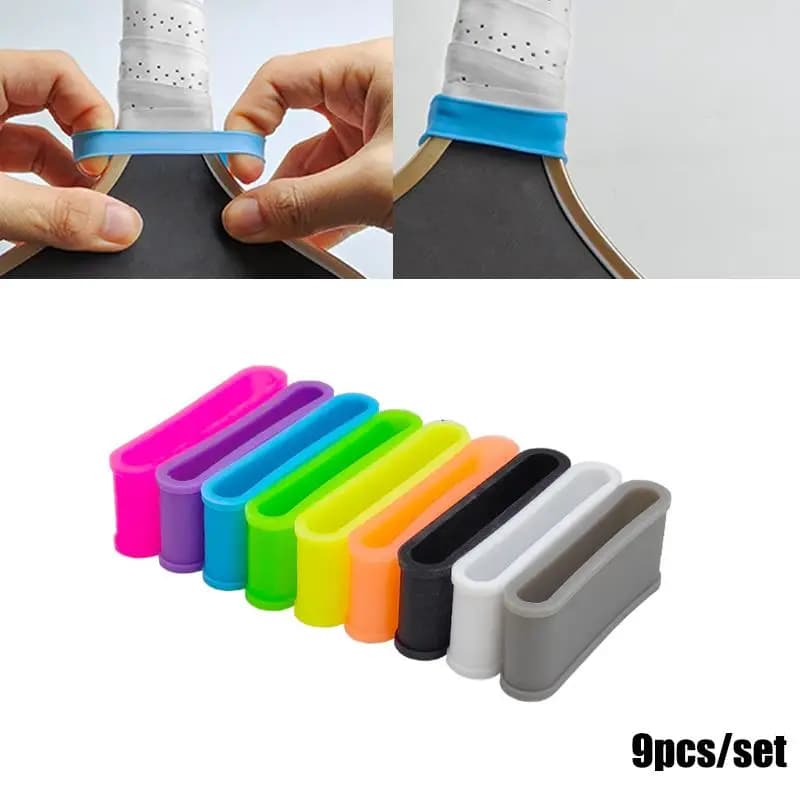 New 9Pcs/Set Pickleball Paddle Racket Grip Bands Tennis Racquet Secures Anti-slip Silicone Overgrip Handle Closure Grip Strap