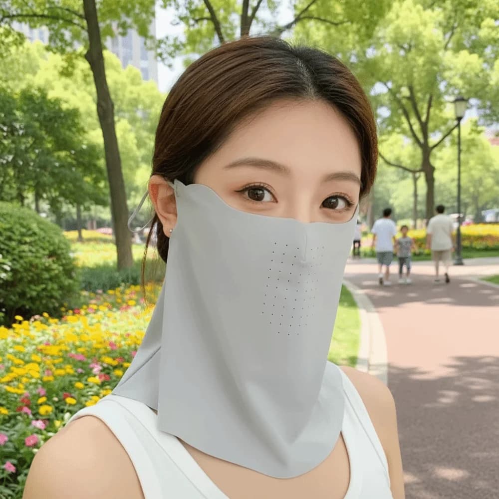 Maschera Sottile Stile Cabina con Protezione per il Collo, Materiale Anti-UV, Parasole Traspirante, Permette di Bere Acqua, Maschera da Ciclismo