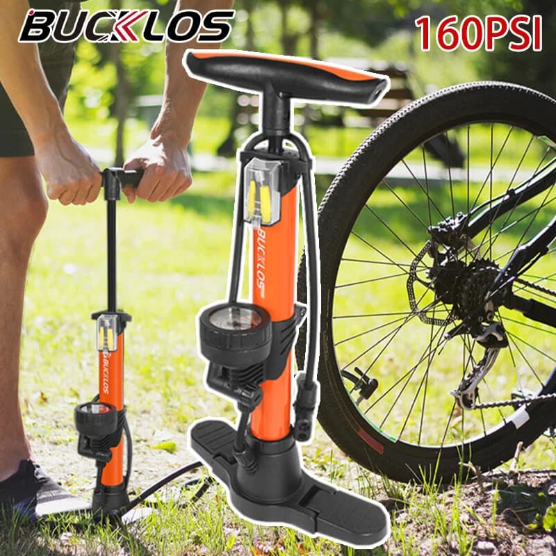 BUCKLOS Pompa per bici ad alta pressione 160PSI Pompe ad aria per bicicletta Pompa con valvola Schrader/Presta Gonfiatore per pneumatici per auto E-Bike