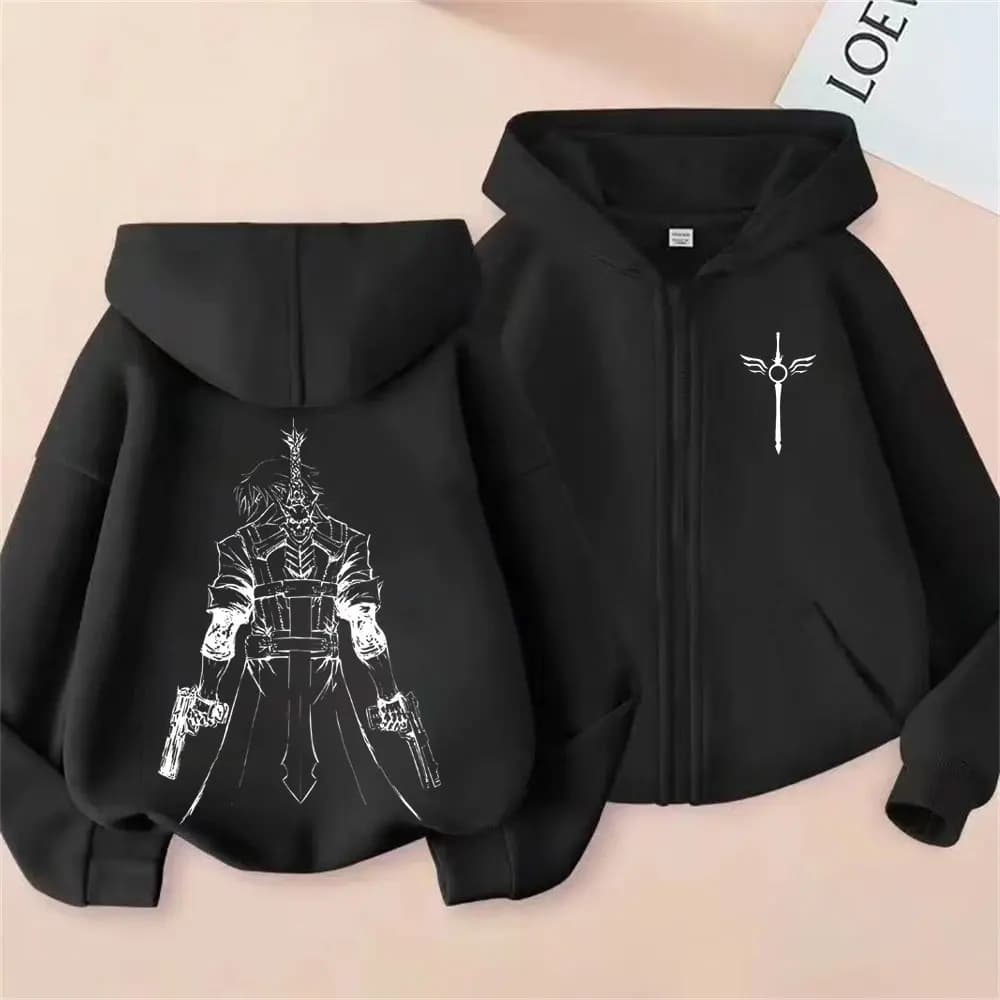 Felpa con Cappuccio e Zip Devil May Cry Dante, Abbigliamento Gotico Casual Oversize per Uomo e Donna, Giacca Streetwear