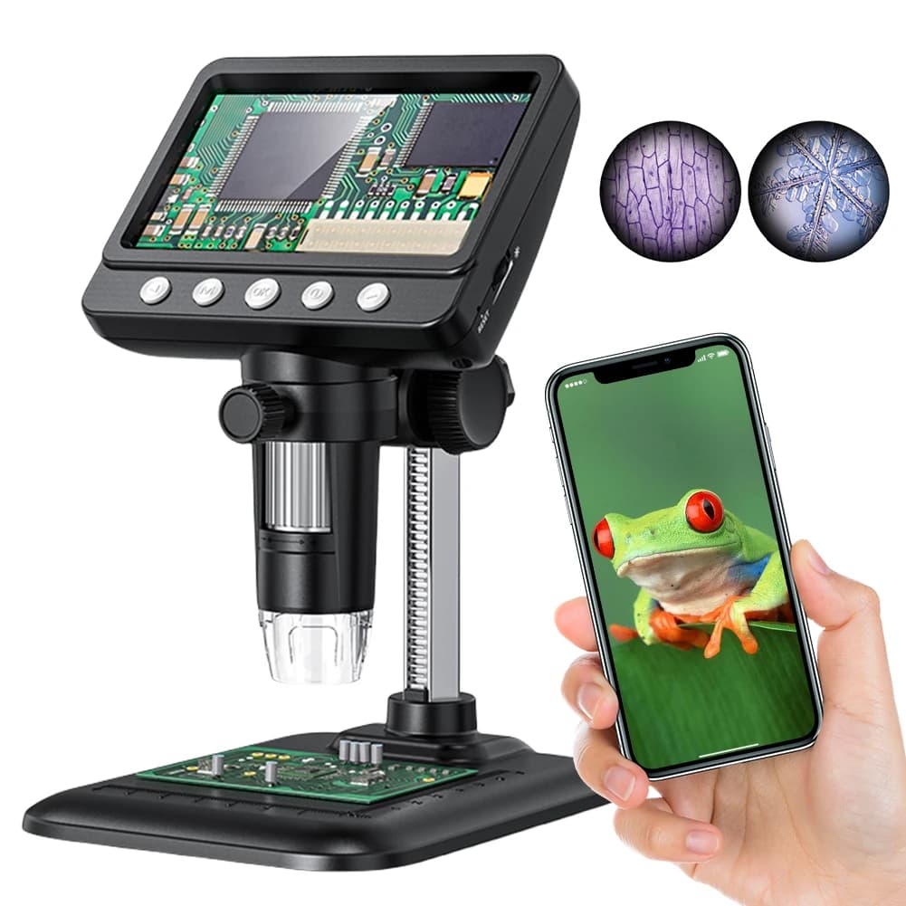 Microscopio elettronico HD da 4,3 pollici con lente d'ingrandimento digitale portatile 8 LED 1000X 1080P per saldatura di riparazione di circuiti stampati