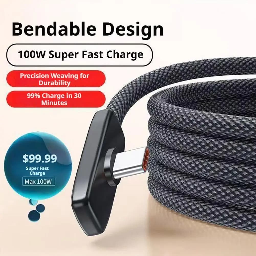 Cavi USB Type C da 100W per Ricarica Rapida, Cavo Dati ad Angolo Retto 90 Gradi Portatile per Samsung Xiaomi Huawei Google Laptop