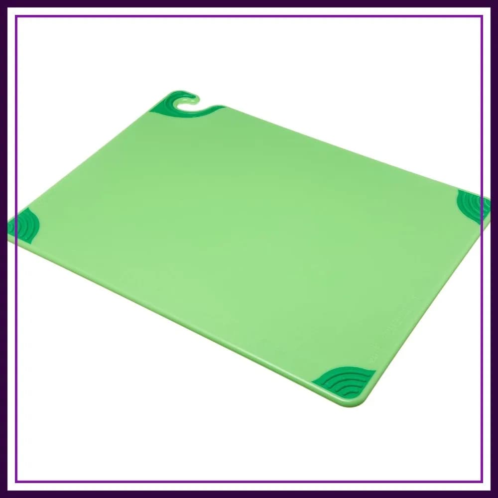 Tagliere in Plastica Resistente 18x24x0.5" Verde con Gancio di Sicurezza per Cucina Commerciale
