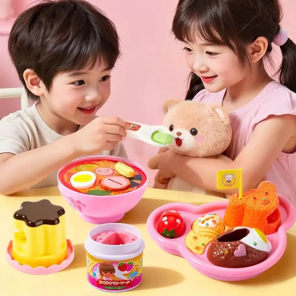 6 pz/set Little BearShape Budino Set di Alimentazione Modello di Simulazione Giochi di Imitazione Lunch Box Budino Giocattolo Kawaii Prima Educazione