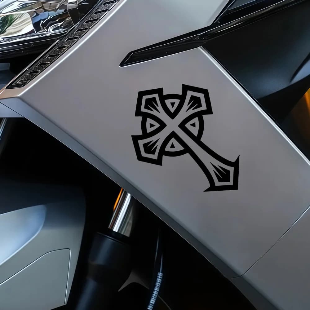 Adesivo in vinile autoadesivo impermeabile con croce celtica, 1 pezzo, per auto, moto, bici, casco, laptop, decorazione
