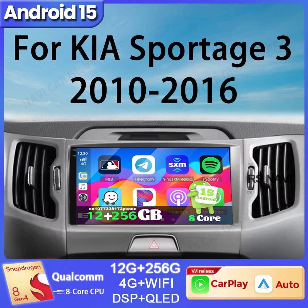 Car Radio Android 15 Car Radio For KIA Sportage 3 2010 2011 2012 2013 2014 - 2016 DVD QLED BT 5G WIFI Qualcomm GPS Multimedia