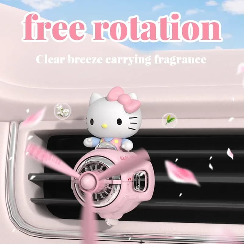 Fragrance diffuser with air intake clip for car Kuromi 3 perfumes Design with optional swivel fan for home office furniture