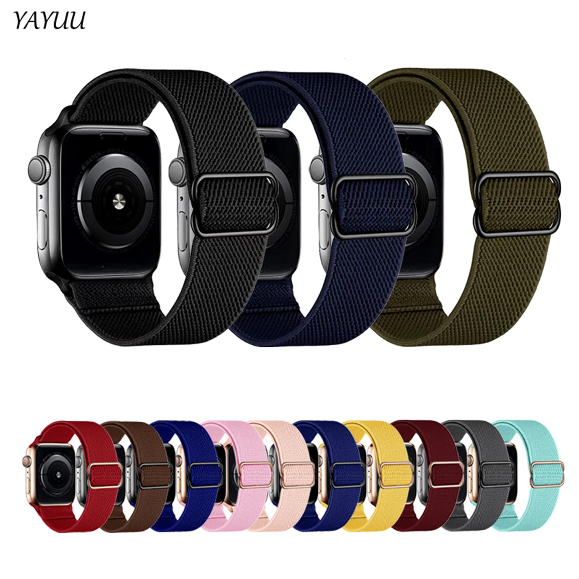 YAYUU cinturino in nylon elastico per Apple Watch serie 10/9/8/7/6/5/4/3/2/1 SE/Ultra 1 2 braccialetto Smart Band per IWatch 38-49mm