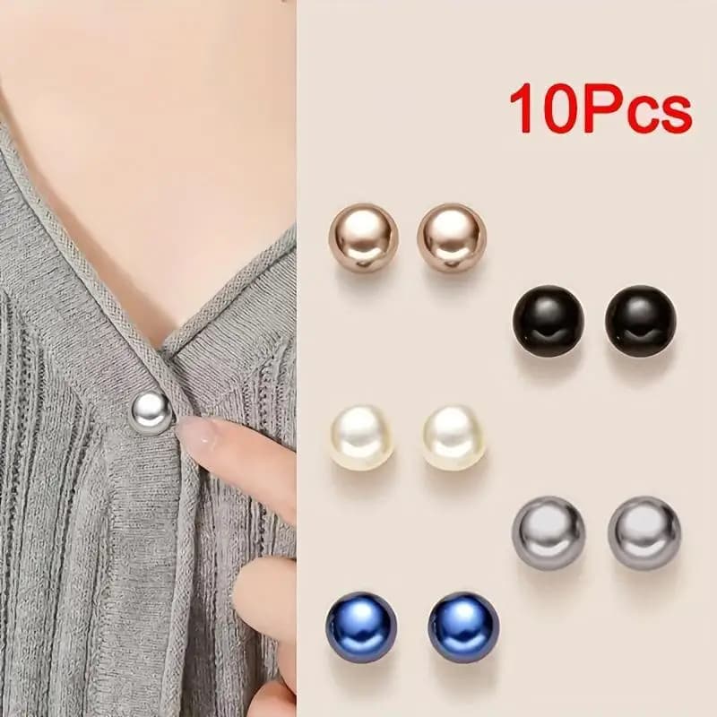 ● 10pcs Pearl Button Pins, DIY Decorative Safety Button Covers For Shoes, Hats, Bags, Shawls, Collar Fixed Pin Brooch