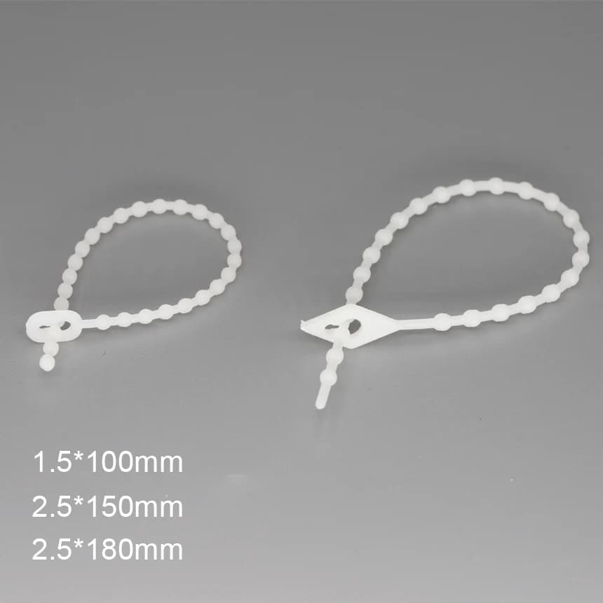 100 pz 1.5*100mm 2.5*150/180mm Bianco Nylon di Plastica Riutilizzabile Rilasciabile Filo di Fissaggio Anello In Rilievo Nodo Palla Zip Fascette Fascetta