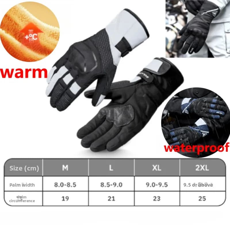 Guanti termici da moto invernali Guanti da motociclista impermeabili da uomo Guanti da motocross in pelle antivento in pile